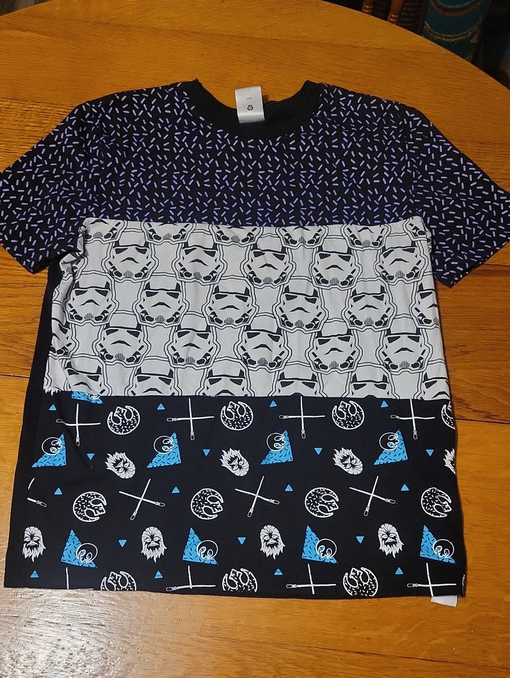 Disney Men’s Short Sleeve Star Wars Patchwork Tee - Black, Gray & Purple